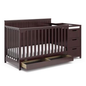 Graco Hadley 5-in-1 Convertible Crib with Drawer (White) – GREENGUARD Gold Certified, Crib with Drawer Combo, Full-Size Nursery Storage Drawer, Converts to Toddler Bed, Daybed(Espresso)