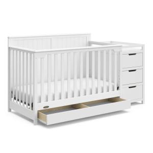 Graco Hadley 5-in-1 Convertible Crib with Drawer (White) – GREENGUARD Gold Certified, Crib with Drawer Combo, Full-Size Nursery Storage Drawer, Converts to Toddler Bed, Daybed(White)