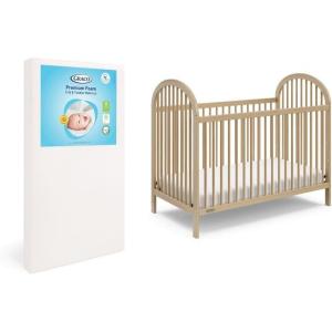 Graco Olivia Convertible Crib (White) – GREENGUARD Gold Certified, 100% Solid Wood, Fits Standard Crib Mattress, Converts to Toddler Bed and Daybed, 4 Adjustable Mattress Heights(Driftwood)
