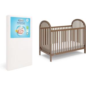 Graco Olivia Convertible Crib (White) – GREENGUARD Gold Certified, 100% Solid Wood, Fits Standard Crib Mattress, Converts to Toddler Bed and Daybed, 4 Adjustable Mattress Heights(Hazelnut)