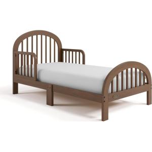 Graco Olivia Toddler Bed (Driftwood) – GREENGUARD Gold Certified, Includes Toddler Safety Guardrails, Fits Standard Crib & Toddler Mattress, Stylish Arched Design(Hazelnut)