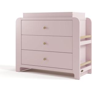 Graco Read-with-Me 6 Drawer Dresser with Bookshelves (White with Driftwood) – GREENGUARD Gold Certified Storage for Baby and Kids Room, Interlocking Drawer System(Blush With Driftwood)