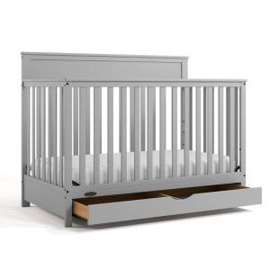 Graco Shiloh 5-in-1 Convertible Crib & Changer with Drawer (White) – GREENGUARD Gold Certified Baby Crib Crafted from Wood, Converts to Toddler Bed, Daybed, and Full-Size Bed(Pebble Gray)