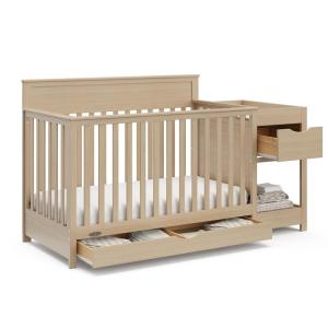 Graco Shiloh 5-in-1 Convertible Crib & Changer with Drawer (White) – GREENGUARD Gold Certified Baby Crib Crafted from Wood, Converts to Toddler Bed, Daybed, and Full-Size Bed(Driftwood)