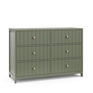 Graco Teddi 6 Drawer Double Dresser (Olive) – GREENGUARD Gold Certified, Interlocking Drawer System, Pre-Installed Drawer Tracks, Includes Two Sets of Knobs for Personalization(Olive)