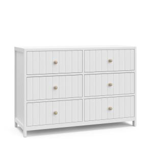 Graco Teddi 6 Drawer Double Dresser (Olive) – GREENGUARD Gold Certified, Interlocking Drawer System, Pre-Installed Drawer Tracks, Includes Two Sets of Knobs for Personalization(White)
