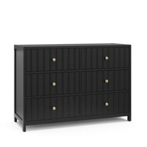 Graco Teddi 6 Drawer Double Dresser (Olive) – GREENGUARD Gold Certified, Interlocking Drawer System, Pre-Installed Drawer Tracks, Includes Two Sets of Knobs for Personalization(Black)