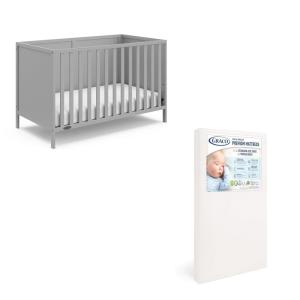 Graco Theo 3-in-1 Convertible Baby Crib (White) – GREENGUARD Gold Certified, Converts to Toddler Bed & Daybed, Fits Standard Full-Size Baby Crib Mattress, 4 Adjustable Mattress Heights(Pebble Gray)