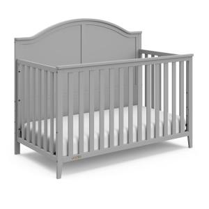Graco Wilfred 5-in-1 Convertible Crib (Black) – GREENGUARD Gold Certified, Converts to Toddler Bed and Full-Size Bed, Fits Standard Full-Size Crib Mattress, Adjustable Mattress Support Base(Pebble Gray)