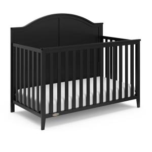 Graco Wilfred 5-in-1 Convertible Crib (Black) – GREENGUARD Gold Certified, Converts to Toddler Bed and Full-Size Bed, Fits Standard Full-Size Crib Mattress, Adjustable Mattress Support Base(Black)