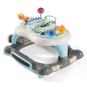 Storkcraft 3-in-1 Activity Walker and Rocker with Jumping Board Feeding Tray, Interactive Toy Tray for Toddlers Infants, Blue/Gray(Blue/Gray)