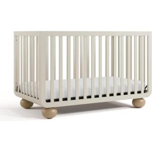 Storkcraft Amalfi 5-in-1 Convertible Crib with Toddler Guardrail (Frosted Oat & Driftwood) – GREENGUARD Gold Certified, Toddler Bed Conversion Kit Included, Fits Crib Mattress, Converts to Full Bed(Frosted Oat and Driftwood)