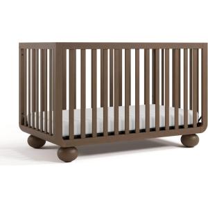 Storkcraft Amalfi 5-in-1 Convertible Crib with Toddler Guardrail (Frosted Oat & Driftwood) – GREENGUARD Gold Certified, Toddler Bed Conversion Kit Included, Fits Crib Mattress, Converts to Full Bed(Hazelnut)