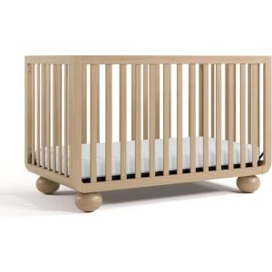 Storkcraft Amalfi 5-in-1 Convertible Crib with Toddler Guardrail (Frosted Oat & Driftwood) – GREENGUARD Gold Certified, Toddler Bed Conversion Kit Included, Fits Crib Mattress, Converts to Full Bed(Driftwood)