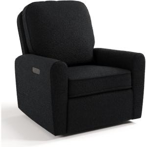Storkcraft Amalfi Deluxe Power Recliner Swivel Glider (Ivory Boucle) – Premium Electronic Power Recliner for Nursery, Includes Dual-USB Charging Port with USB-A & USB-C, Glider Rocking Chair(Black Boucle)