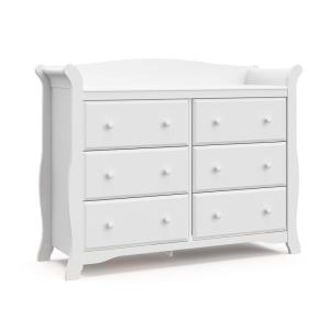 Storkcraft Avalon 6 Drawer Double Dresser (White) – Dresser for Kids Bedroom, Nursery Dresser Organizer, Chest of Drawers for Bedroom with 6 Drawers, Classic Design for Children’s Bedroom(White)