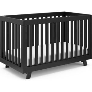 Storkcraft Beckett 3-in-1 Convertible Crib (Natural) – GREENGUARD Gold Certified, Fits Standard Crib Mattress, Converts to Toddler Bed and Daybed, 4 Adjustable Mattress Heights, Grow-with-Me Design(Black)