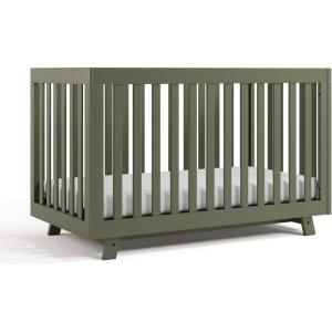 Storkcraft Beckett 3-in-1 Convertible Crib (Natural) – GREENGUARD Gold Certified, Fits Standard Crib Mattress, Converts to Toddler Bed and Daybed, 4 Adjustable Mattress Heights, Grow-with-Me Design(Olive)