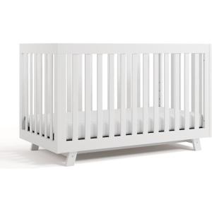 Storkcraft Beckett 3-in-1 Convertible Crib (Natural) – GREENGUARD Gold Certified, Fits Standard Crib Mattress, Converts to Toddler Bed and Daybed, 4 Adjustable Mattress Heights, Grow-with-Me Design(White)