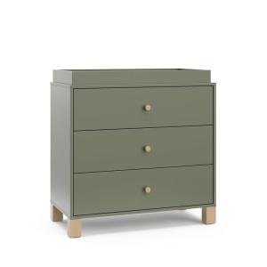 Storkcraft California 3-Drawer Chest with Removable Changing Topper (Olive with Driftwood) – GREENGUARD Gold Certified, Interlocking Drawer System, Pre-Installed Tracks, Easy Assembly(Olive With Driftwood)