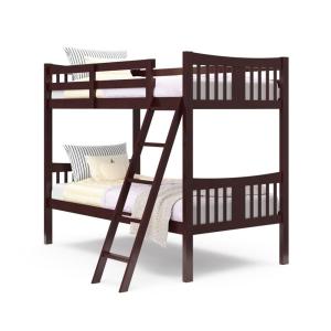 Storkcraft Caribou Bunk Bed Twin Over Twin Bunk Bed (White) – GREENGUARD Gold Certified, Twin Bunk Beds for Kids, Converts to 2 Individual Twin Beds, Bunk Beds for Kids(Espresso)