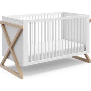 Storkcraft Equinox Grow-with-Me Convertible Crib (White & Vintage Driftwood) – GREENGUARD Gold Certified, Converts to Toddler Bed & Daybed, Fits Standard Crib Mattress(White/Driftwood)