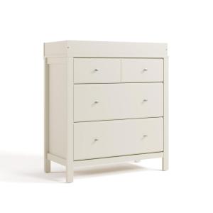 Storkcraft Horizon 3 Drawer Chest with Changing Topper (White) – GREENGUARD Gold Certified, Includes Removable Changing Table Topper, Chest of Drawers for Nursery & Kids Bedroom(Frosted Oat)