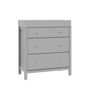 Storkcraft Horizon 3 Drawer Chest with Changing Topper (White) – GREENGUARD Gold Certified, Includes Removable Changing Table Topper, Chest of Drawers for Nursery & Kids Bedroom(Pebble Gray)