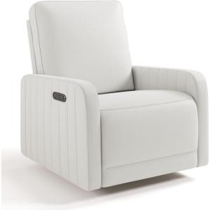 Storkcraft Kyoto Deluxe Extra-Wide Power Recliner Swivel Glider (Ivory Boucle) – Premium Electronic Power Recliner for Nursery, Includes Dual-USB Charging Port, Extra Wide Glider Rocking Chair(Ivory Basketweave)