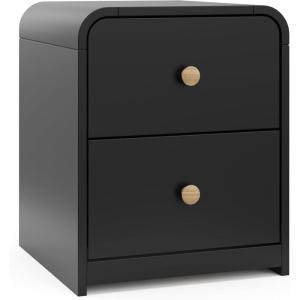 Storkcraft Next Santos 2-Drawer Nightstand (Olive with Natural) – GREENGUARD Gold Certified, Pre-Installed Drawer Tracks for Easier Assembly, Nightstand Organizer for Kids Bedroom(Black With Natural)