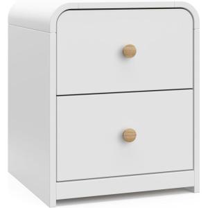 Storkcraft Next Santos 2-Drawer Nightstand (Olive with Natural) – GREENGUARD Gold Certified, Pre-Installed Drawer Tracks for Easier Assembly, Nightstand Organizer for Kids Bedroom(White With Natural)