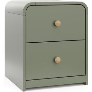 Storkcraft Next Santos 2-Drawer Nightstand (Olive with Natural) – GREENGUARD Gold Certified, Pre-Installed Drawer Tracks for Easier Assembly, Nightstand Organizer for Kids Bedroom(Olive With Natural)