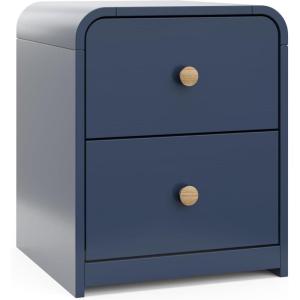 Storkcraft Next Santos 2-Drawer Nightstand (Olive with Natural) – GREENGUARD Gold Certified, Pre-Installed Drawer Tracks for Easier Assembly, Nightstand Organizer for Kids Bedroom(Midnight Blue With Natural)
