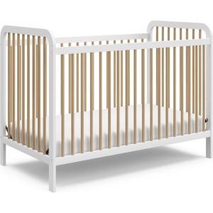 Storkcraft Pasadena 3-in-1 Convertible Crib (White) – GREENGUARD Gold Certified, Converts to Daybed and Toddler Bed, Fits Standard Full-Size Crib Mattress, Adjustable Mattress Height(White With Driftwood)