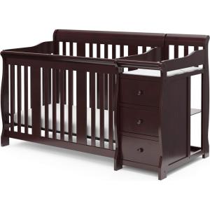 Storkcraft Portofino 5-in-1 Convertible Crib & Changer (White) – GREENGUARD Gold Certified, Fits Standard Crib Mattress, Converts to Toddler Bed and Full Bed, 4 Adjustable Mattress Heights(Espresso)