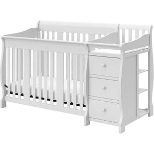 Storkcraft Portofino 5-in-1 Convertible Crib & Changer (White) – GREENGUARD Gold Certified, Fits Standard Crib Mattress, Converts to Toddler Bed and Full Bed, 4 Adjustable Mattress Heights(White)