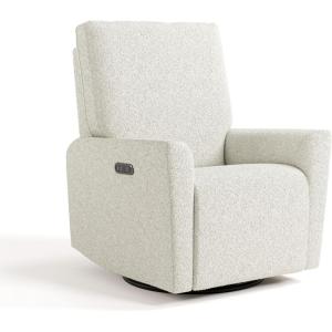 Storkcraft Santorini Deluxe Power Recliner Swivel Glider (Ivory Basketweave) – Premium Electronic Power Recliner for Nursery, Includes Dual-USB Charging Port for USB-A & USB-C, Glider Rocking Chair(Ivory Boucle)