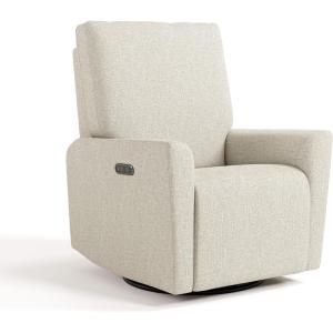 Storkcraft Santorini Deluxe Power Recliner Swivel Glider (Ivory Basketweave) – Premium Electronic Power Recliner for Nursery, Includes Dual-USB Charging Port for USB-A & USB-C, Glider Rocking Chair(Dune Basketweave)