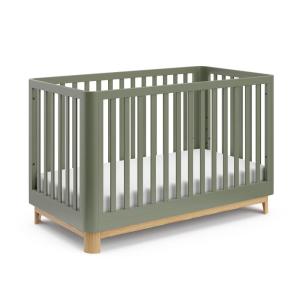 Storkcraft Santos Convertible Crib (Olive & Natural) – GREENGUARD Gold Certified, Fits Standard Crib Mattress, Converts to Toddler Bed and Daybed, 4 Adjustable Mattress Heights, Rounded Edges(Olive With Natural)