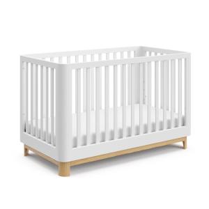 Storkcraft Santos Convertible Crib (Olive & Natural) – GREENGUARD Gold Certified, Fits Standard Crib Mattress, Converts to Toddler Bed and Daybed, 4 Adjustable Mattress Heights, Rounded Edges(White With Natural)