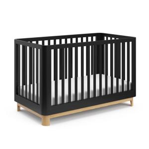 Storkcraft Santos Convertible Crib (Olive & Natural) – GREENGUARD Gold Certified, Fits Standard Crib Mattress, Converts to Toddler Bed and Daybed, 4 Adjustable Mattress Heights, Rounded Edges(Black With Natural)