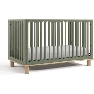 Storkcraft Sicily 3-in-1 Convertible Crib with Toddler Rail Included (Driftwood) – GREENGUARD Gold Certified, 100% Solid Wood, Converts to Toddler Bed, Fits Standard Crib Mattress(Olive With Driftwood)