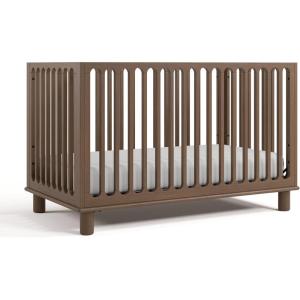 Storkcraft Sicily 3-in-1 Convertible Crib with Toddler Rail Included (Driftwood) – GREENGUARD Gold Certified, 100% Solid Wood, Converts to Toddler Bed, Fits Standard Crib Mattress(Hazelnut)