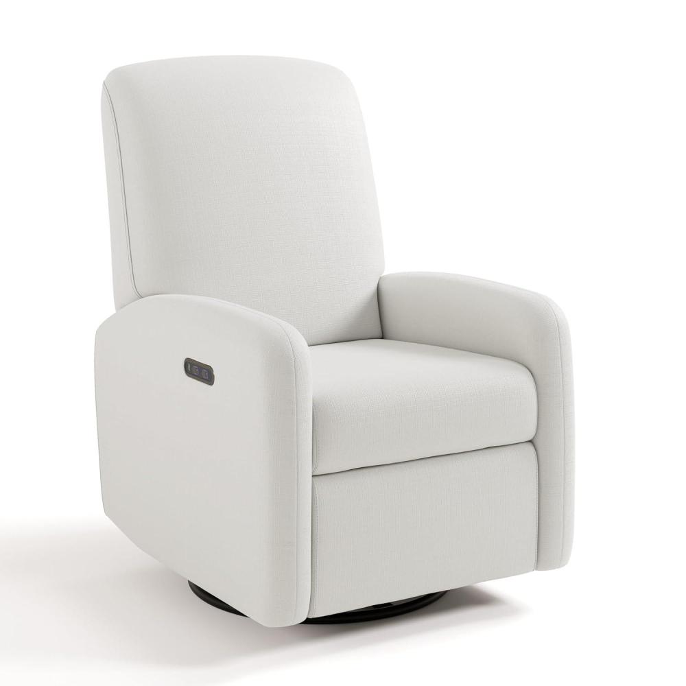 imageGraco Bellwood Power Recliner Swivel Glider Dune Basketweave Electronic Power Recliner for Nursery Includes DualUSB Charging Port for USBA ampamp USBC Glider Rocking Chair with Full ReclineIvory