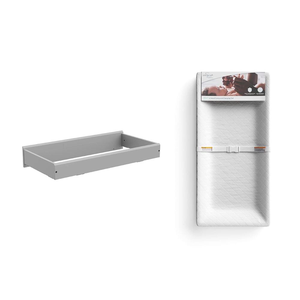 imageStorkcraft Nest Changing Topper with Nest 4Sided Contoured Changing Pad Included WhitePebble Gray