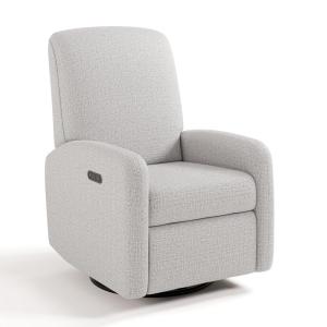 Graco Bellwood Power Recliner Swivel Glider (Dune Basketweave) – Electronic Power Recliner for Nursery, Includes Dual-USB Charging Port for USB-A & USB-C, Glider Rocking Chair with Full Recline(Steel)