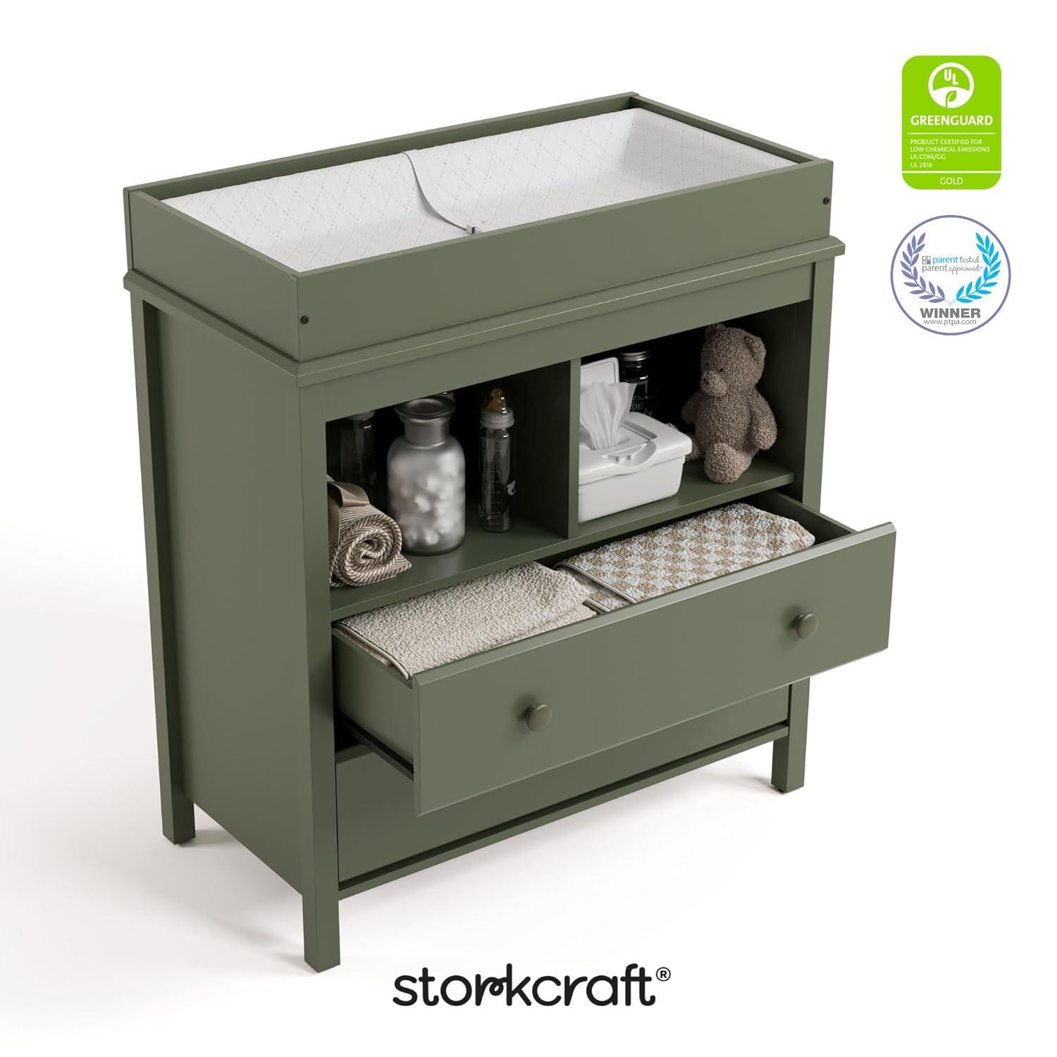 imageStorkcraft Alpine 6Drawer Dresser Driftwood  GREENGUARD Gold Certified Brown Dresser for Bedroom Kids ampamp Nursery Storage Drawers Safety Interlocking Drawers PreInstalled Tracks Kids BedroomOlive