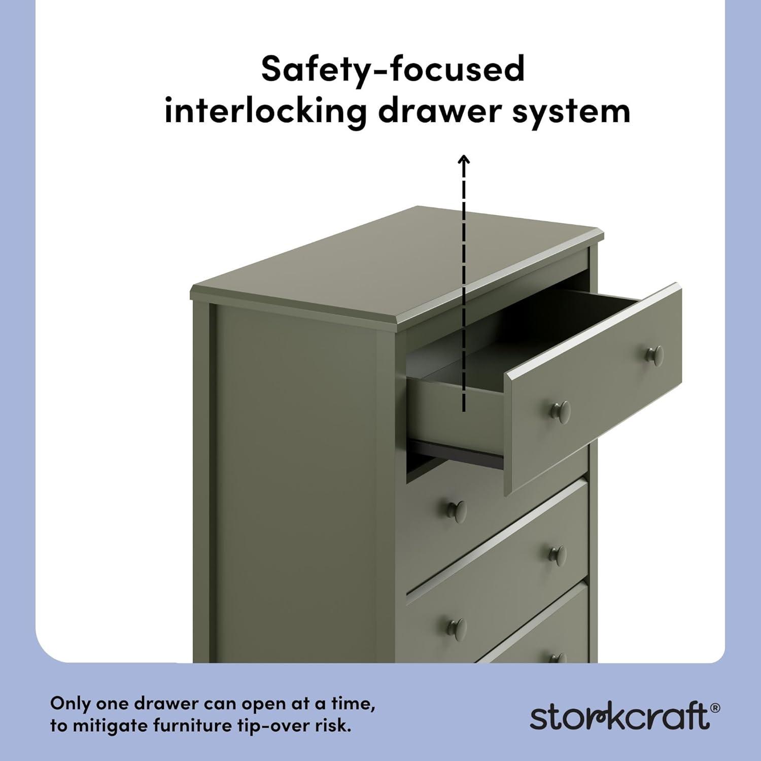 imageStorkcraft Alpine 6Drawer Dresser Driftwood  GREENGUARD Gold Certified Brown Dresser for Bedroom Kids ampamp Nursery Storage Drawers Safety Interlocking Drawers PreInstalled Tracks Kids BedroomOlive