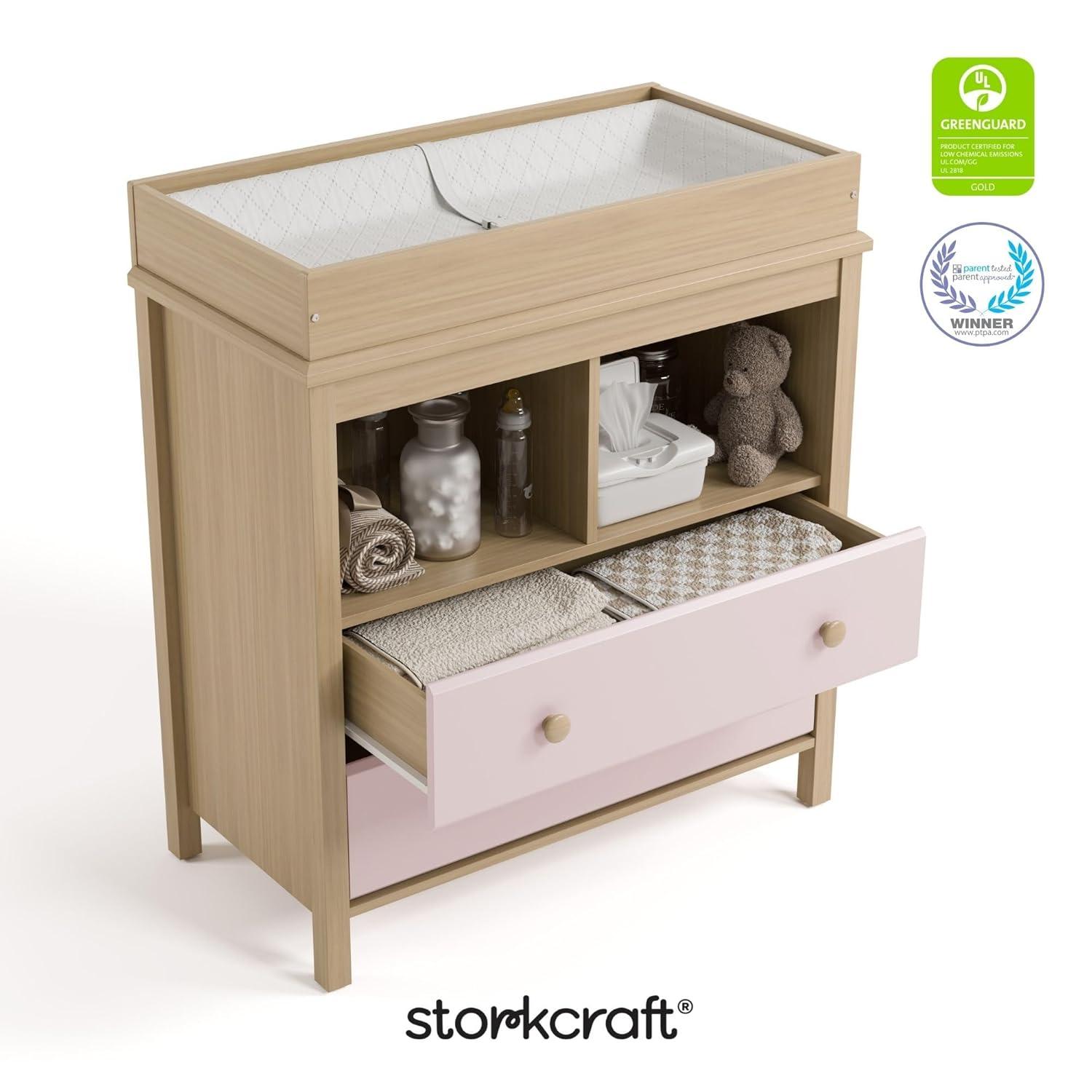 imageStorkcraft Alpine 6Drawer Dresser Driftwood  GREENGUARD Gold Certified Brown Dresser for Bedroom Kids ampamp Nursery Storage Drawers Safety Interlocking Drawers PreInstalled Tracks Kids BedroomBlush With Driftwood