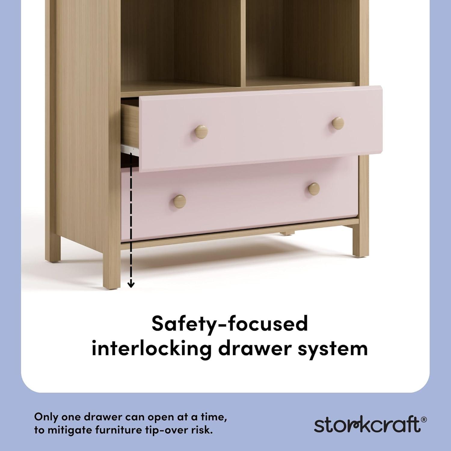 imageStorkcraft Alpine 6Drawer Dresser Driftwood  GREENGUARD Gold Certified Brown Dresser for Bedroom Kids ampamp Nursery Storage Drawers Safety Interlocking Drawers PreInstalled Tracks Kids BedroomBlush With Driftwood